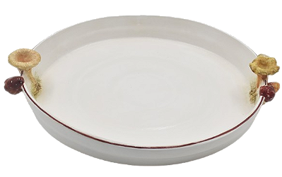 TRAVESSA REDONDA BRANCA G COM COGUMELOS NA BORDA