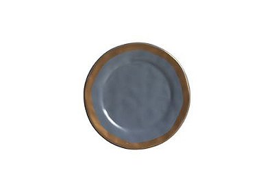 Pratos sobremesa Azuis amassados com filete dourado