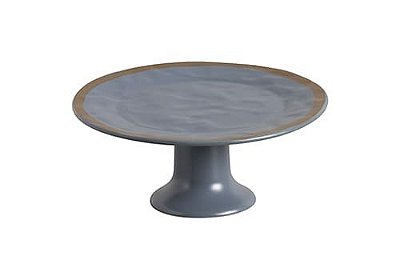 Porta torta azul amassado com filete dourado