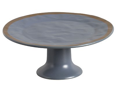 Porta torta azul amassado com filete dourado