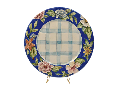 Prato raso relevo xadrez Chita Maria Azul