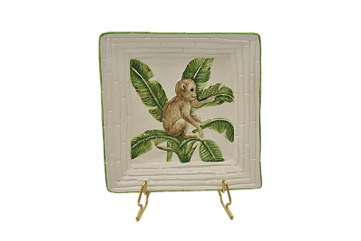 Mini cinzeiro quadrado M relevo bananeira e macaco