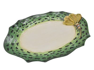 BANDEJA M COM RELEVO DE PENAS VERDES