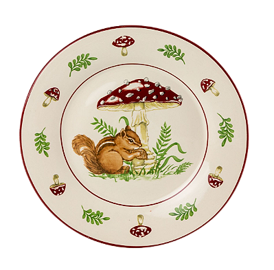 PRATOS SOBREMESA ESQUILO COM COGUMELO