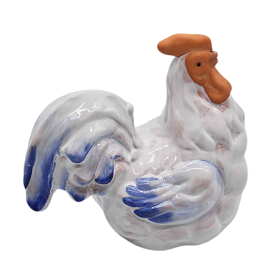 GALINHA G TERRACOTA AZUL E BRANCO