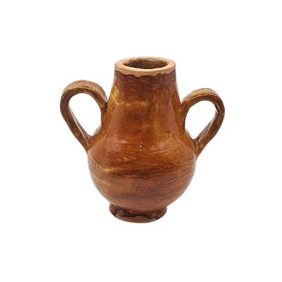 VASO GOTA M TERRACOTA COM DUAS ALÇAS 05 MOSTARDA DECORATIVO
