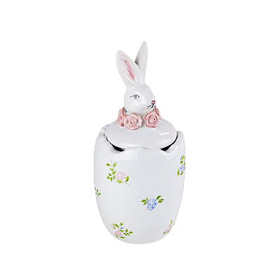 POTE OVO C/ COELHO E ROSAS JARDIM FLORIDO BRANCO