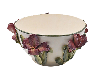 CACHEPOT SHABBY M COM APLICAÇAO FLOR DE IRIS