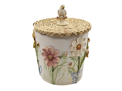 LIXEIRA COSMOS COM DESENHO DE FLORES