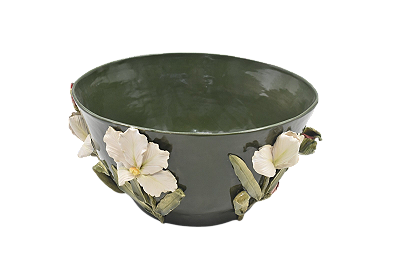 CACHEPOT SHABBY G COM APLICAÇAO DE FLOR DE IRIS