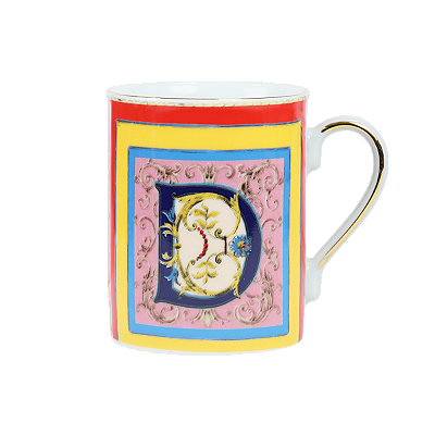 Caneca porcelana letra D ORTIGIA