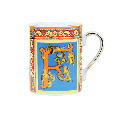 Caneca porcelana letra F ORTIGIA