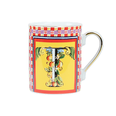 Caneca porcelana letra T ORTIGIA