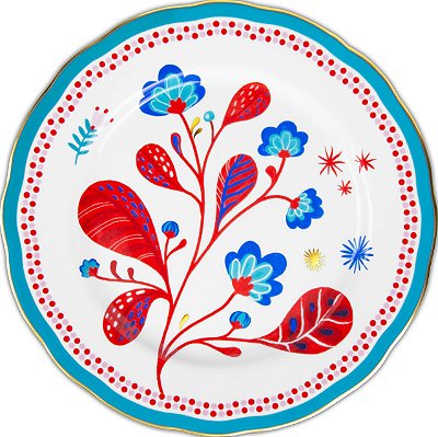MAMMA MIA Prato raso folhas em porcelana