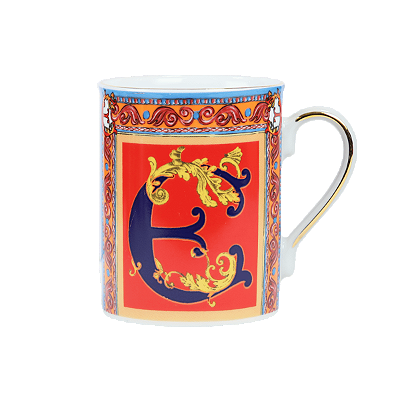 Caneca porcelana letra E ORTIGIA