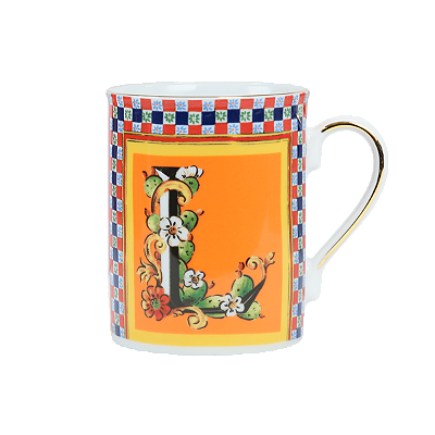 Caneca porcelana letra L ORTIGIA