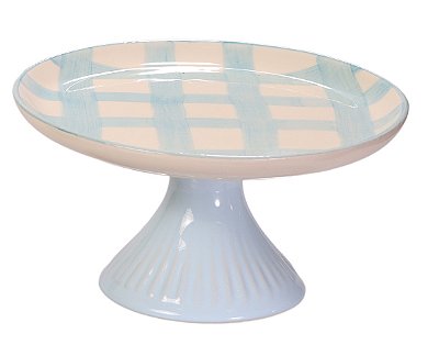 PRATO DE BOLO P XADREZ AZUL