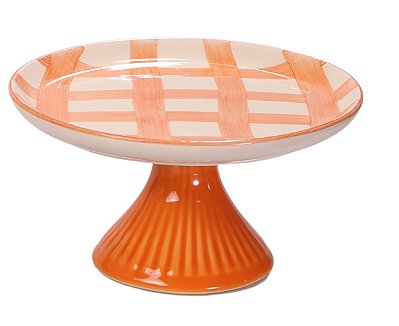 PRATO DE BOLO P XADREZ LARANJA