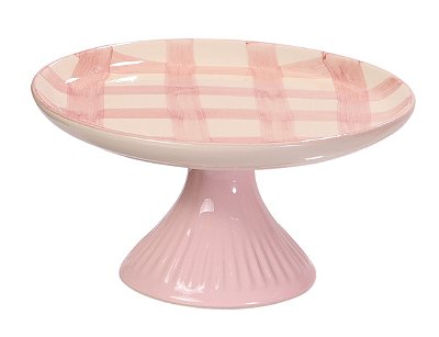 PRATO DE BOLO P XADREZ ROSA