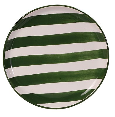 PRATOS SOBREMESA LISTRAS VERDE ESCURO