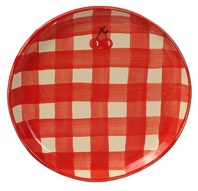 PRATO SOBREMESA XADREZ VERMELHO CEREJA TUTTI-FRUTTI