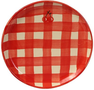 PRATO SOBREMESA XADREZ VERMELHO CEREJA TUTTI-FRUTTI