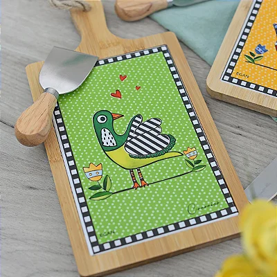 TABUA PARA APERITIVO VERDE COCORICO 30X15 CM
