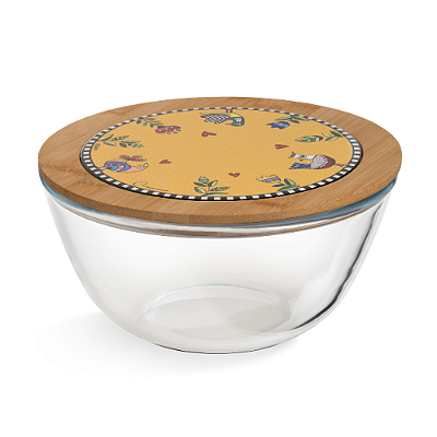 SALADEIRA COM TAMPA AMARELO COCORICO