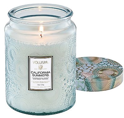 VELA POTE VIDRO G 100H RELEVO CALIFORNIA SUMMERS