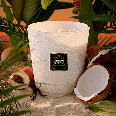 VELA POTE VIDRO +250H 5 PAVIOS TAHITIAN COCONUT VANILLA