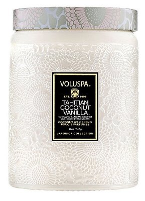 VELA POTE VIDRO G 100H RELEVO TAHITIAN COCONUT VANILLA