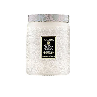 VELA POTE VIDRO G 100H RELEVO TAHITIAN COCONUT VANILLA