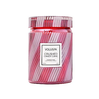 VELA POTE VIDRO G TAMPA CRUSHED CANDY CANE