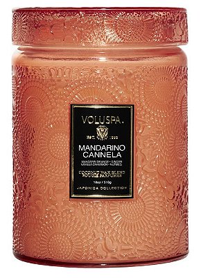 VELA POTE VIDRO G 100H TAMPA VIDRO MANDARINO CANNELA