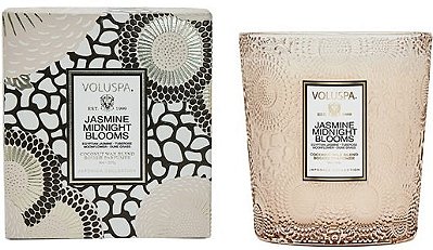 VELA COPO VIDRO CLASSICO 60H JASMINE MIDNIGHT BLOOMS