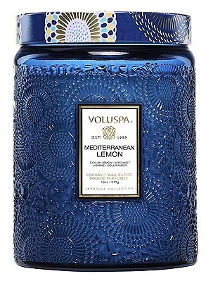 VELA POTE VIDRO G 100H RELEVO MEDITERRANEN LEMON