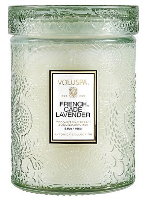 MINI VELA POTE VIDRO 50H RELEVO FRENCH CADE LAVENDER