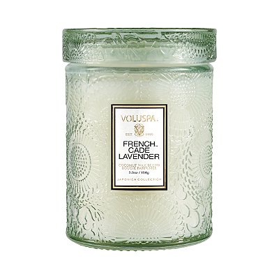 MINI VELA POTE VIDRO 50H RELEVO FRENCH CADE LAVENDER
