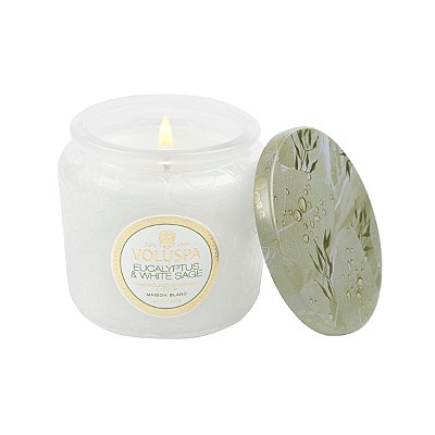 VELA POTE VIDRO +35H EUCALYPTUS E WHITE SAGE