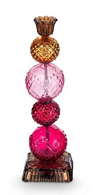 Castiçal de Vidro Bead Vermelho/Amarelo 30 - Home Accessories