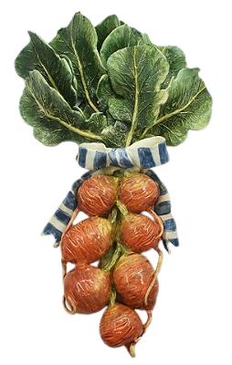 MAÇO DE RABANETES LARANJA E LAÇO LISTRADO
