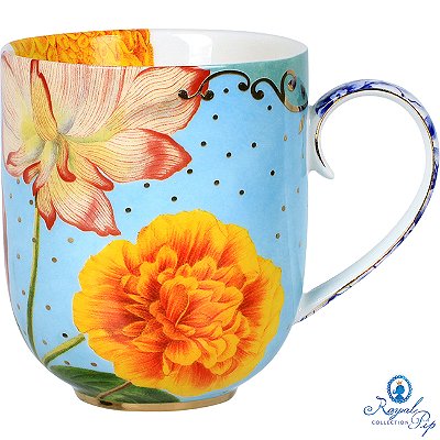 Caneca Grande Flowers - Royal