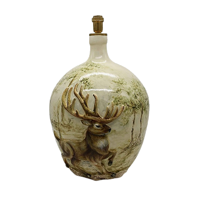 BASE DE ABAJUR GARRAFAO COM RELEVO DE ALCE