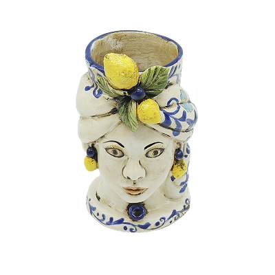 MINI CABEÇA AZUL MULHER COM APLICAÇÃO DE LIMÃO