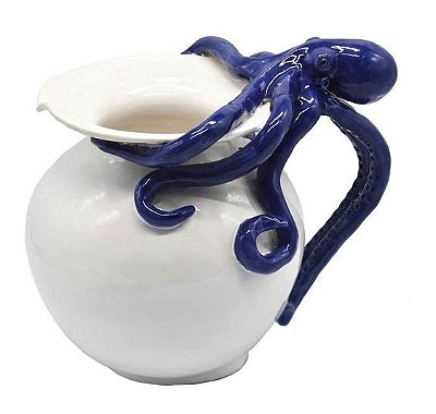 JARRA BOJUDA DE POLVO AZUL E BRANCO