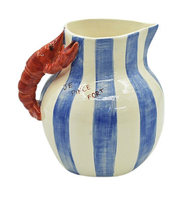 JARRA DECORATIVA COM LAGOSTA E LISTRA AZUL