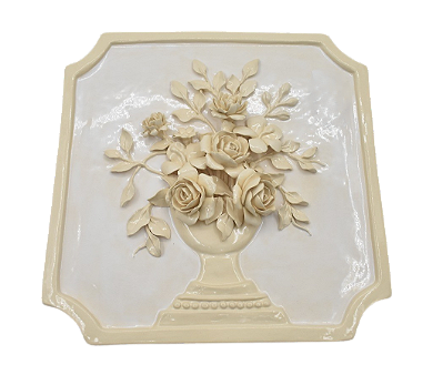 Placa de parede creme e branca Flores no vaso