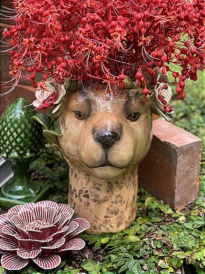 VASO LEOPARDO COM ORQUÍDEAS