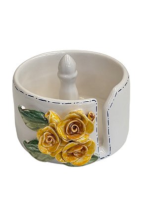 PORTA PAPEL TOALHA DE ROSAS AMARELAS