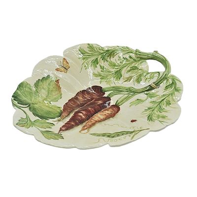 BANDEJA FOLHA DECORATIVA M RASA DESENHO DE CENOURA E OUTROS